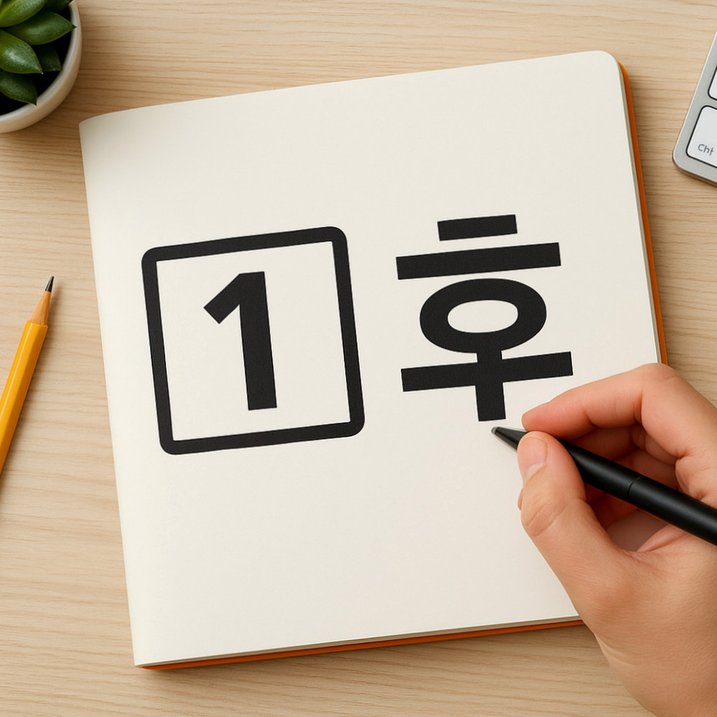 한글 글자 겹치기 기능으로 두 자리 숫자와 문자를 원이나 사각형 안에 배치하는 방법을 나타낸 대표 이미지입니다.