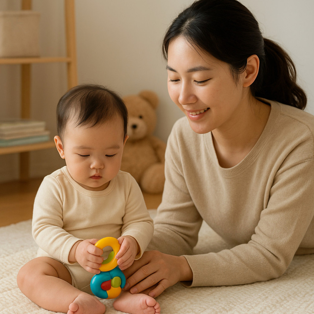 첫 아이의 황금기 일상을 기록하는 부모가 아기와 함께 있는 행복한 순간을 담은 사진.
