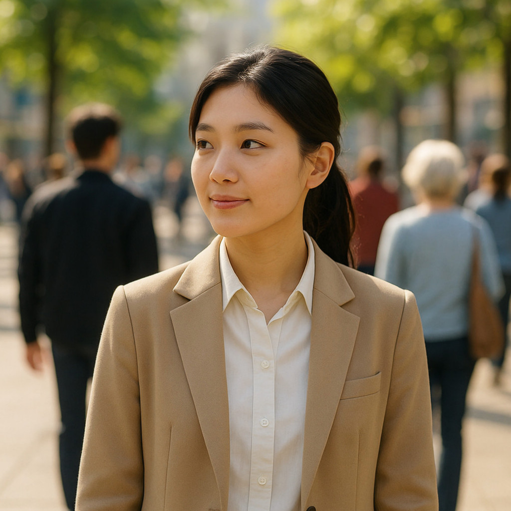 민지콩 브랜드의 다양한 스타일의 옷이 전시된 이미지로, 여러 연령대 고객들이 선호하는 세련된 디자인을 강조한다.